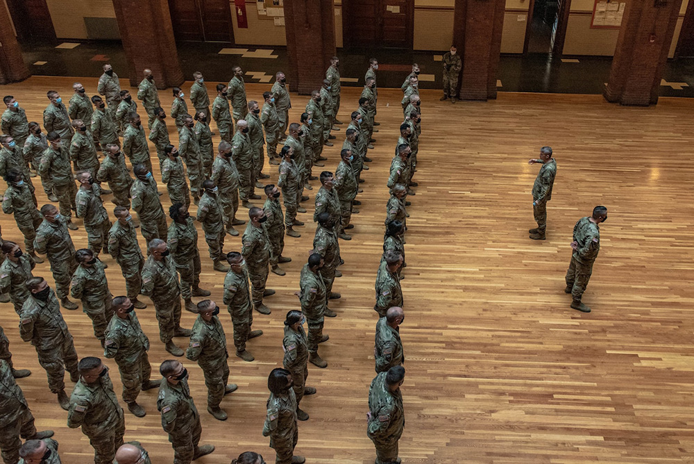 Army Gen. Daniel Hokanson, the chief of the National Guard Bureau, speaks to members of the New York National Guard in Niagara Falls last month.