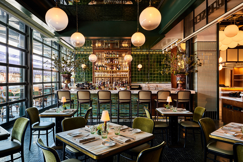 T. Brasserie at the Tin Building by Jean-Georges, located at Pier 17 at the Seaport in Lower Manhattan