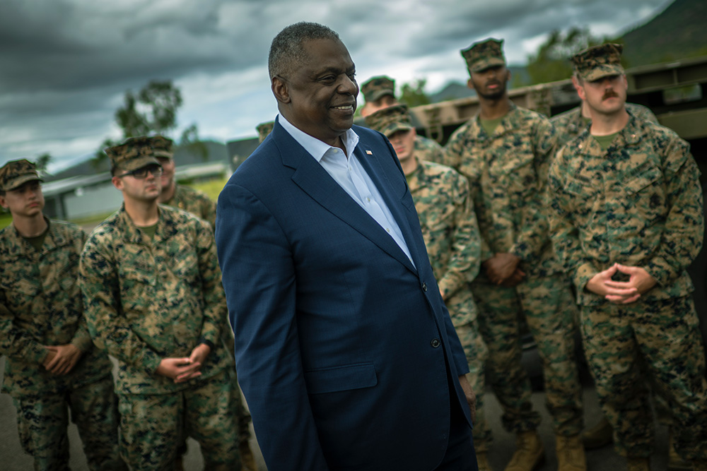 Secretary of Defense Lloyd J. Austin III and Australian Deputy Prime Minister Richard Marles, who also serves as defense minister, visit U.S. and Australian service members participating in Exercise Talisman Sabre in Townsville, Australia, July 30, 2023.