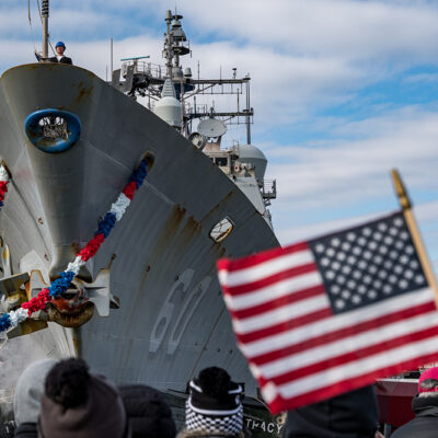 USS Normandy Returns From Deployment