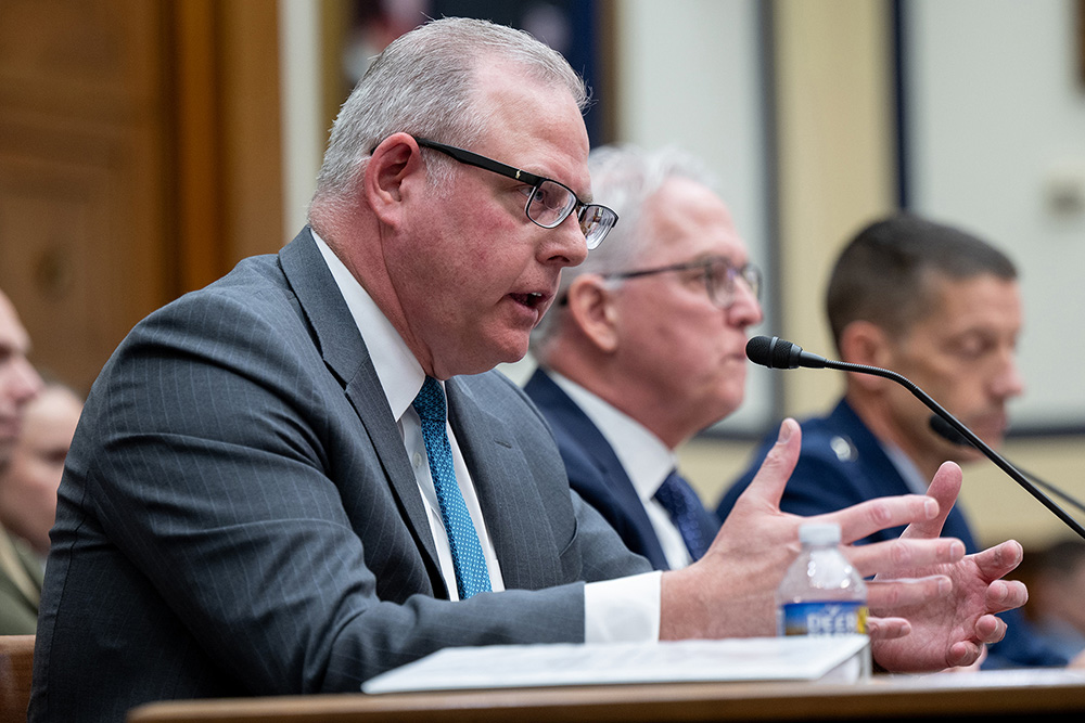 Defense Department Chief Information Officer John Sherman testifies before a House Armed Services subcommittee in Washington, March 22, 2024. © EJ Hersom, DOD