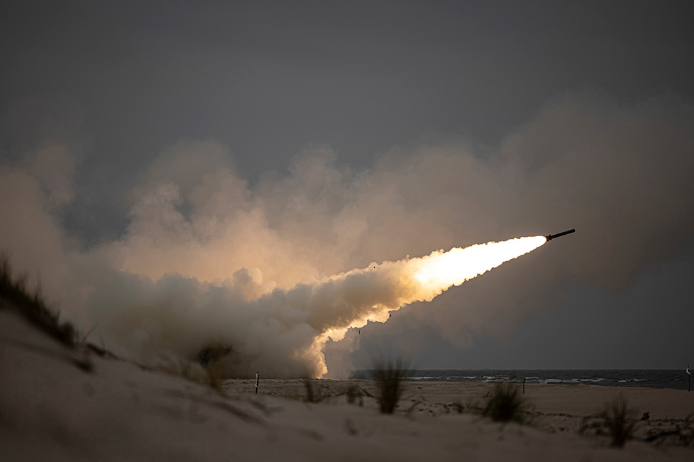 Soldiers participate in a high mobility artillery rocket system​​ live-fire exercise during Defender 24 in Ustka, Poland, May 10, 2024. Soldiers are mobilized across Europe as part of the joint, multinational exercise focused on the strategic deployment of U.S. forces and interoperability with NATO allies and partners. © Chad Menegay, Army