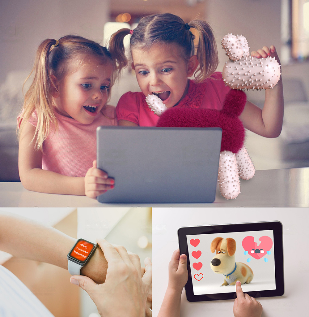 Toffee Educational Toy with AR app, featuring parent alerts and interactive pet care guidance