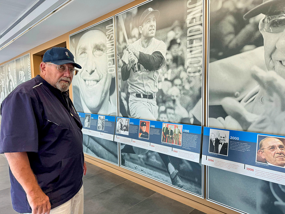 Larry Berra II, Yogi Berra’s eldest son, visits the Yogi Berra Museum & Learning Center at Montclair State University in Little Falls, NJ. During his visit, Larry connects with fans, sharing stories and insights about his father’s iconic legacy, and offering a personal glimpse into life as a son of the beloved baseball legend. Photos are courtesy of the Berra Family.