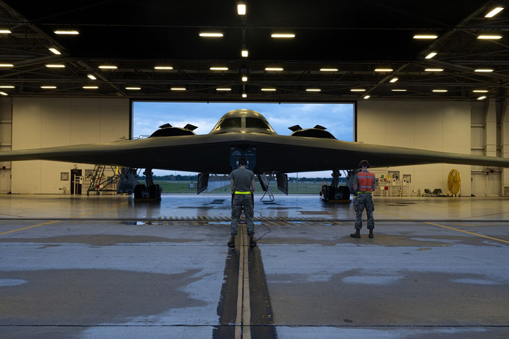 An Air Force B-2 Spirit stealth bomber prepares for takeoff in support of a Bomber Task Force deployment at Whiteman Air Force Base, Mo., Aug. 15, 2024. Bomber missions demonstrate lethality and interoperability in support of a free and open Indo-Pacific. © DOD